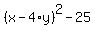 %28x+-+4%2Ay%29%5E2+-+25
