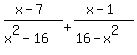 %28x+-+7%29+%2F+%28x%5E2+-16%29++%2B+%28x+-+1%29+%2F+%2816+-+x%5E2%29
