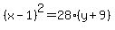 %28x+-1%29%5E2+=+28%28y+%2B9%29