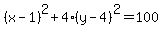 %28x+-1+%29%5E2%2B4%28y-4%29+%5E2+=100