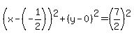 %28x-%28-1%2F2%29%29%5E2%2B%28y-0%29%5E2=%287%2F2%29%5E2