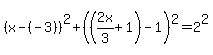 %28x-%28-3%29%29%5E2%2B%28%282x%2F3%2B1%29-1%29%5E2=2%5E2