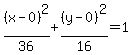 %28x-0%29%5E2%2F36%2B%28y-0%29%5E2%2F16=1