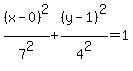 %28x-0%29%5E2%2F7%5E2+%2B+%28y-1%29%5E2%2F4%5E2+=+1