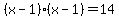 %28x-1%29%28x-1%29+=+14+