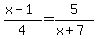 %28x-1%29%2F4=5%2F%28x%2B7%29