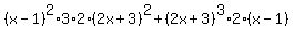 \"%28x-1%29%5E2%2A3%2A2%282x%2B3%29%5E2+%2B+%282x%2B3%29%5E3+%2A2%28x-1%29\"