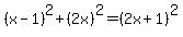 %28x-1%29%5E2%2B%282x%29%5E2=%282x%2B1%29%5E2