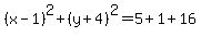 %28x-1%29%5E2%2B%28y%2B4%29%5E2=5%2B1%2B16