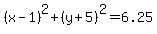 %28x-1%29%5E2%2B%28y%2B5%29%5E2=6.25