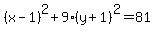 %28x-1%29%5E2%2B9%28y%2B1%29%5E2=81