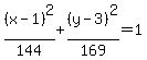 %28x-1%29%5E2%2F144%2B%28y-3%29%5E2%2F169=1