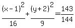 %28x-1%29%5E2%2F16%2B%28y%2B2%29%5E2%2F9=143%2F144