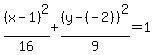 %28x-1%29%5E2%2F16%2B%28y-%28-2%29%29%5E2%2F9=1