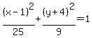 %28x-1%29%5E2%2F25%2B%28y%2B4%29%5E2%2F9=1