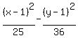 %28x-1%29%5E2%2F25-%28y-1%29%5E2%2F36