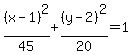 %28x-1%29%5E2%2F45%2B%28y-2%29%5E2%2F20=1