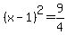 %28x-1%29%5E2=9%2F4
