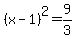 %28x-1%29%5E2+=+9%2F3