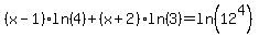 %28x-1%29ln%284%29%2B%28x%2B2%29ln%283%29=ln%2812%5E4%29