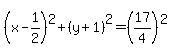 %28x-1%2F2%29%5E2%2B%28y%2B1%29%5E2=%2817%2F4%29%5E2