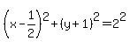 %28x-1%2F2%29%5E2%2B%28y%2B1%29%5E2=2%5E2
