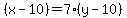 %28x-10%29+=+7%28y-10%29