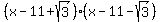 %28x-11%2Bsqrt%283%29%29%28x-11-sqrt%283%29%29