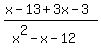 %28x-13%2B3x-3%29%2F%28x%5E2-x-12%29
