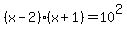 %28x-2%29%28x%2B1%29+=+10%5E2