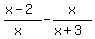 %28x-2%29%2F%28x%29-x%2F%28x%2B3%29