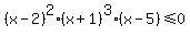 %28x-2%29%5E2%2A%28x%2B1%29%5E3%2A%28x-5%29%3C=0