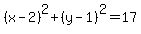 %28x-2%29%5E2%2B%28y-1%29%5E2=17