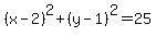 %28x-2%29%5E2%2B%28y-1%29%5E2=25