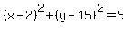 %28x-2%29%5E2%2B%28y-15%29%5E2=9