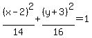 %28x-2%29%5E2%2F14%2B%28y%2B3%29%5E2%2F16=1