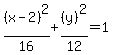 %28x-2%29%5E2%2F16%2B%28y%29%5E2%2F12+=+1