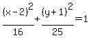 %28x-2%29%5E2%2F16%2B%28y%2B1%29%5E2%2F25=1