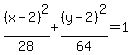 %28x-2%29%5E2%2F28%2B%28y-2%29%5E2%2F64=1