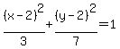 %28x-2%29%5E2%2F3%2B%28y-2%29%5E2%2F7=1