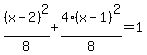%28x-2%29%5E2%2F8%2B4%28x-1%29%5E2%2F8=1