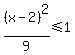 %28x-2%29%5E2%2F9%3C=1