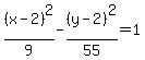 %28x-2%29%5E2%2F9-%28y-2%29%5E2%2F55=1