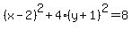 %28x-2%29%5E2+%2B+4%28y%2B1%29%5E2+=+8