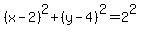 %28x-2%29%5E2++%2B+%28y-4%29%5E2+=+2%5E2