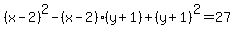 %28x-2%29%5E2-%28x-2%29%28y%2B1%29%2B%28y%2B1%29%5E2=27