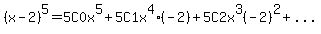 %28x-2%29%5E5=5C0x%5E5%2B5C1x%5E4%2A%28-2%29%2B5C2x%5E3%28-2%29%5E2%2B...