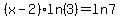 %28x-2%29ln%283%29+=+ln7+