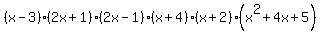 %28x-3%29%282x%2B1%29%282x-1%29%28x%2B4%29%28x%2B2%29%28x%5E2%2B4x%2B5%29