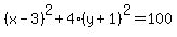 %28x-3%29%5E2%2B4%28y%2B1%29%5E2=100